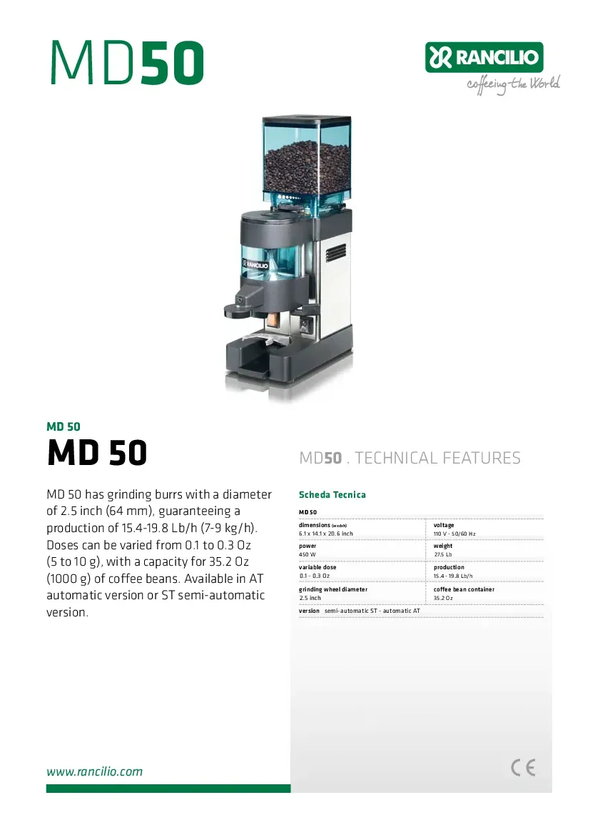 Rancilio MD 50 AT - 2 lbs Coffee Grinder | Elite Restaurant Equipment