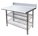 Universal B5TS2460 - 60" X 24" Stainless Steel Work Table W/ Back Splash & Wire Under Shelf